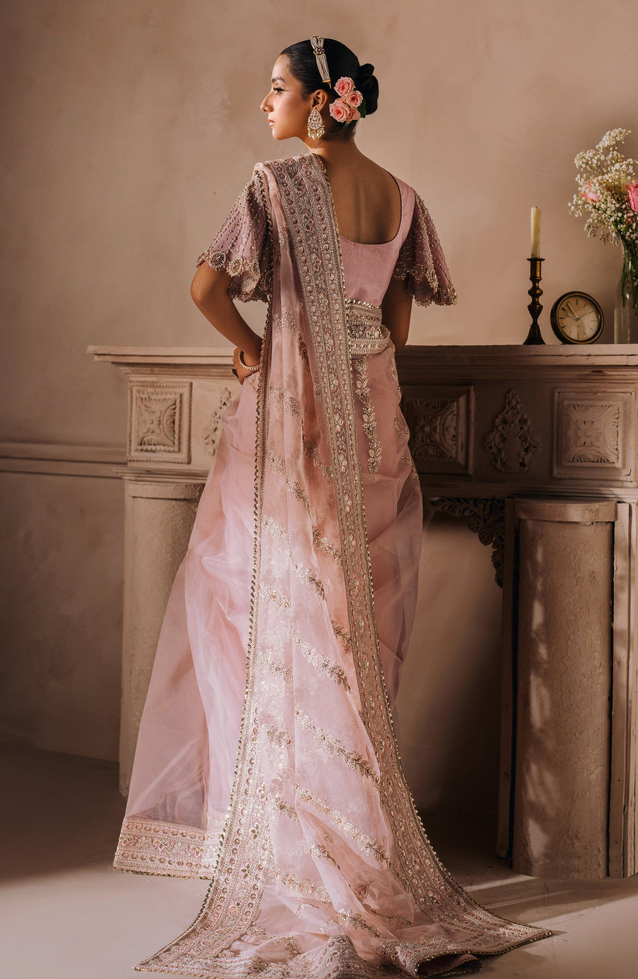 Mallika Jaan by Zevk Unstitched Embroidered Tusel Silk Saree - MALLIKA JAAN