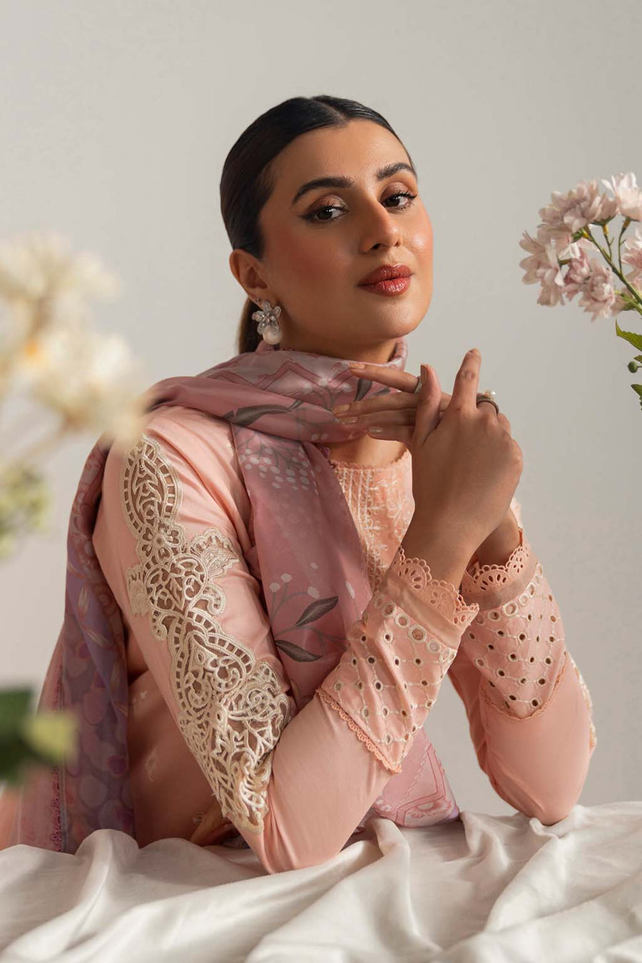 Neeshay Summer Edit Printed Lawn Ready to Wear 3Pc Suit - Coralie