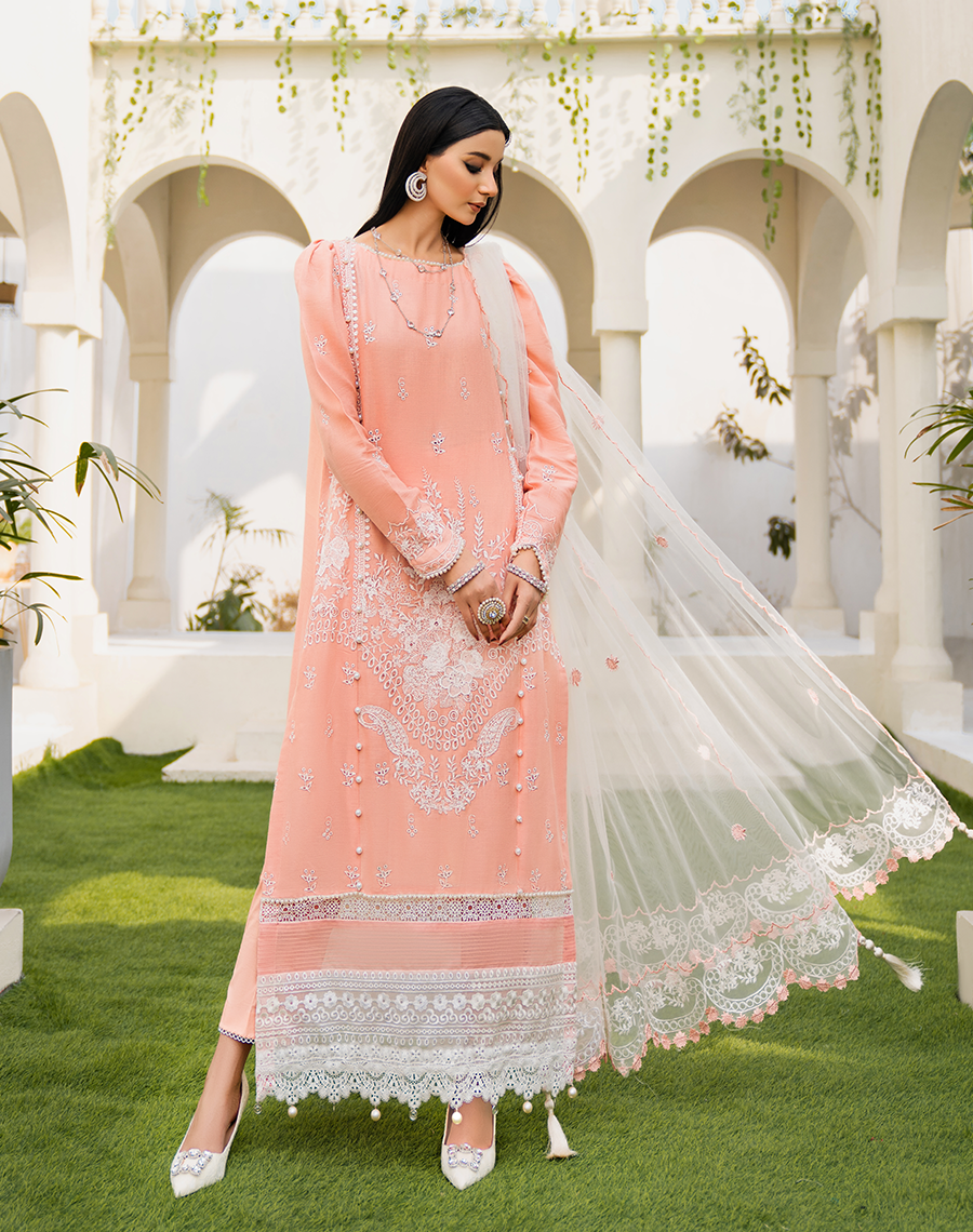 HemStitch Arzu Embroidered Luxury Lawn Unstitched 3Pc Suit HA-05 Blossom