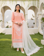 HemStitch Arzu Embroidered Luxury Lawn Unstitched 3Pc Suit HA-05 Blossom