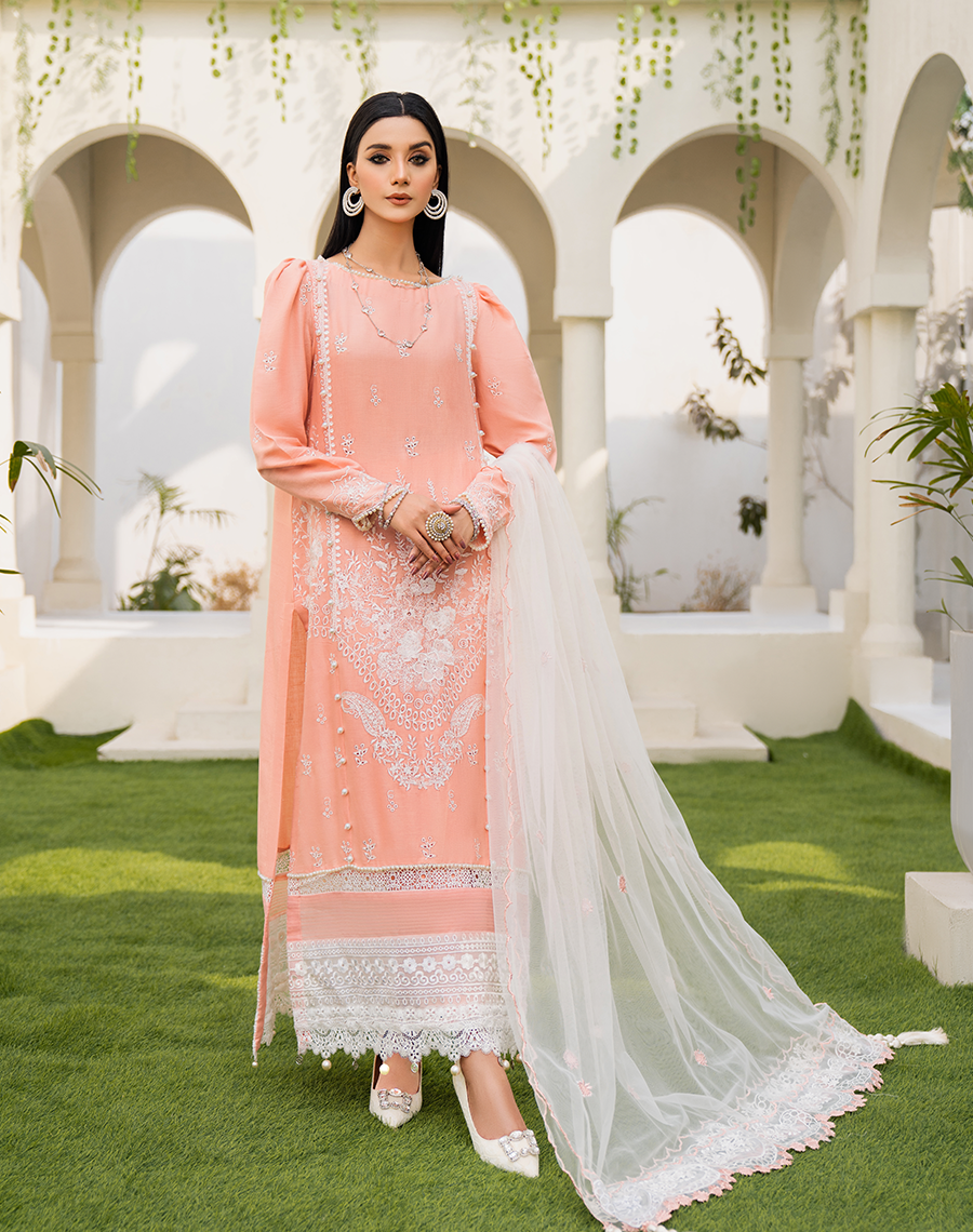 HemStitch Arzu Embroidered Luxury Lawn Unstitched 3Pc Suit HA-05 Blossom