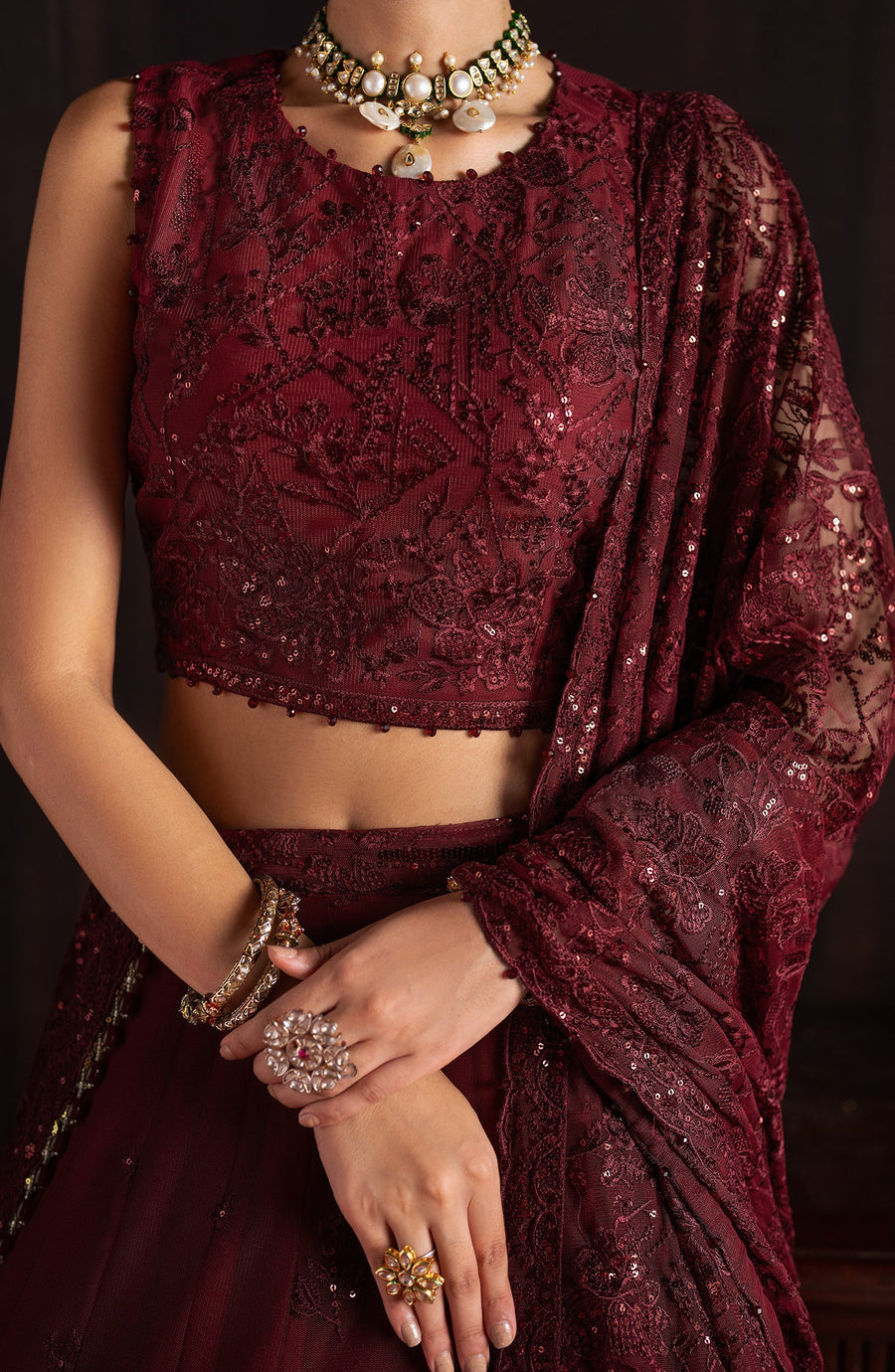 Rouge by Zarif Embroidered Net Unstitched 3Pc Suit ZRW-02 MABEL