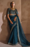 Mallika Jaan by Zevk Unstitched Embroidered Tusel Silk Saree - NEELO JAAN