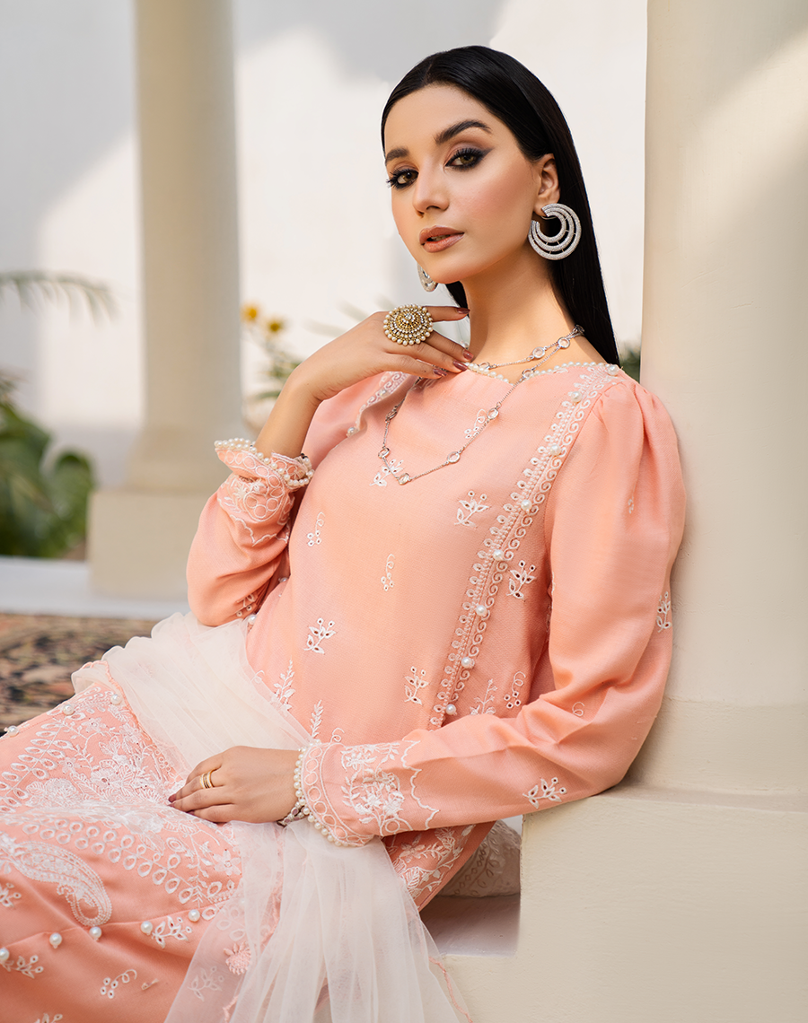 HemStitch Arzu Embroidered Luxury Lawn Unstitched 3Pc Suit HA-05 Blossom