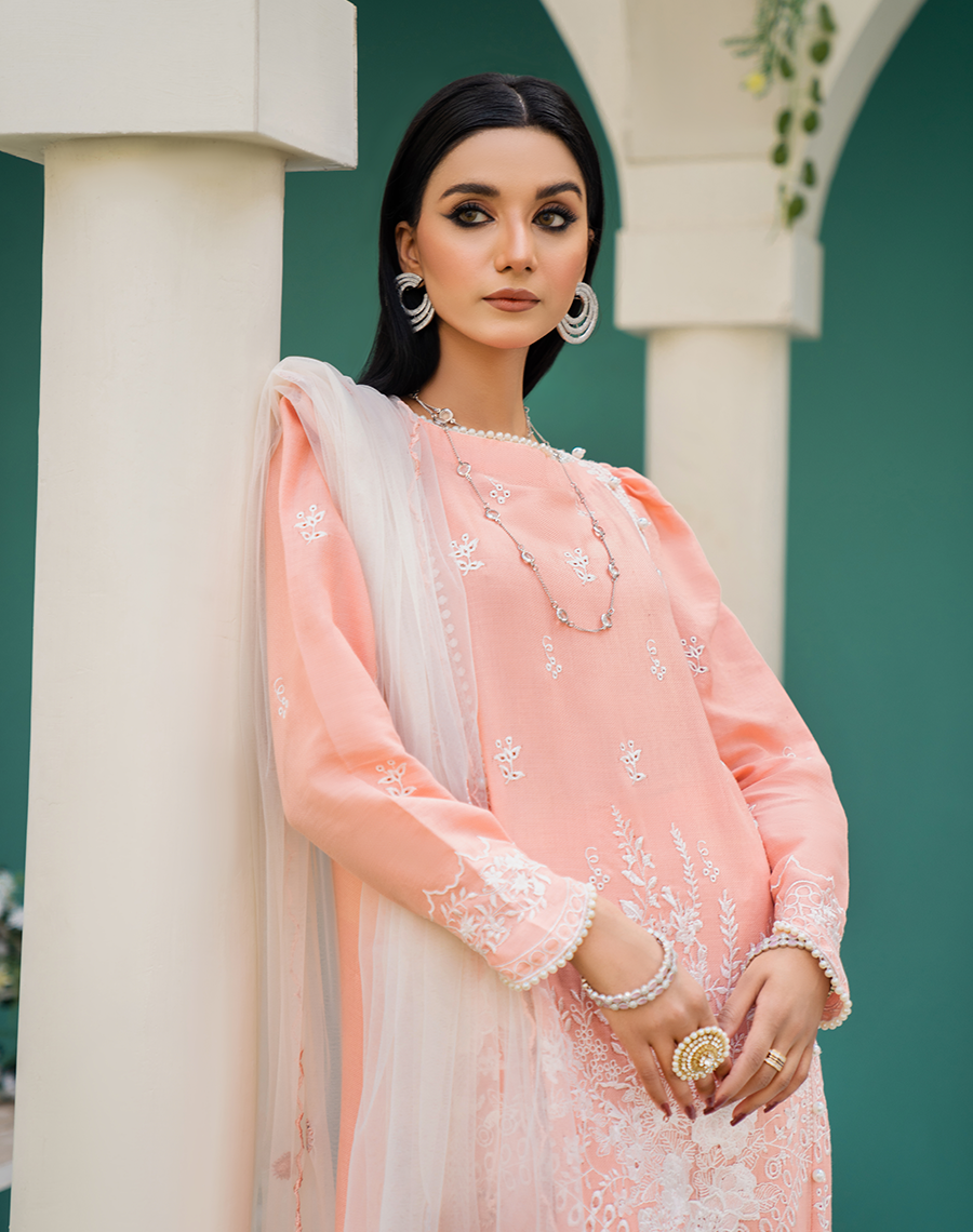 HemStitch Arzu Embroidered Luxury Lawn Unstitched 3Pc Suit HA-05 Blossom