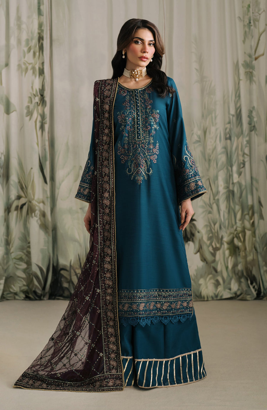 Zarif Embroidered Raw Silk Unstitched 3Pc Suit ZRF-RW-03 REENA