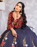 Hemstitch Afsana Embroidered Chiffon Lehanga Choli - Twilight