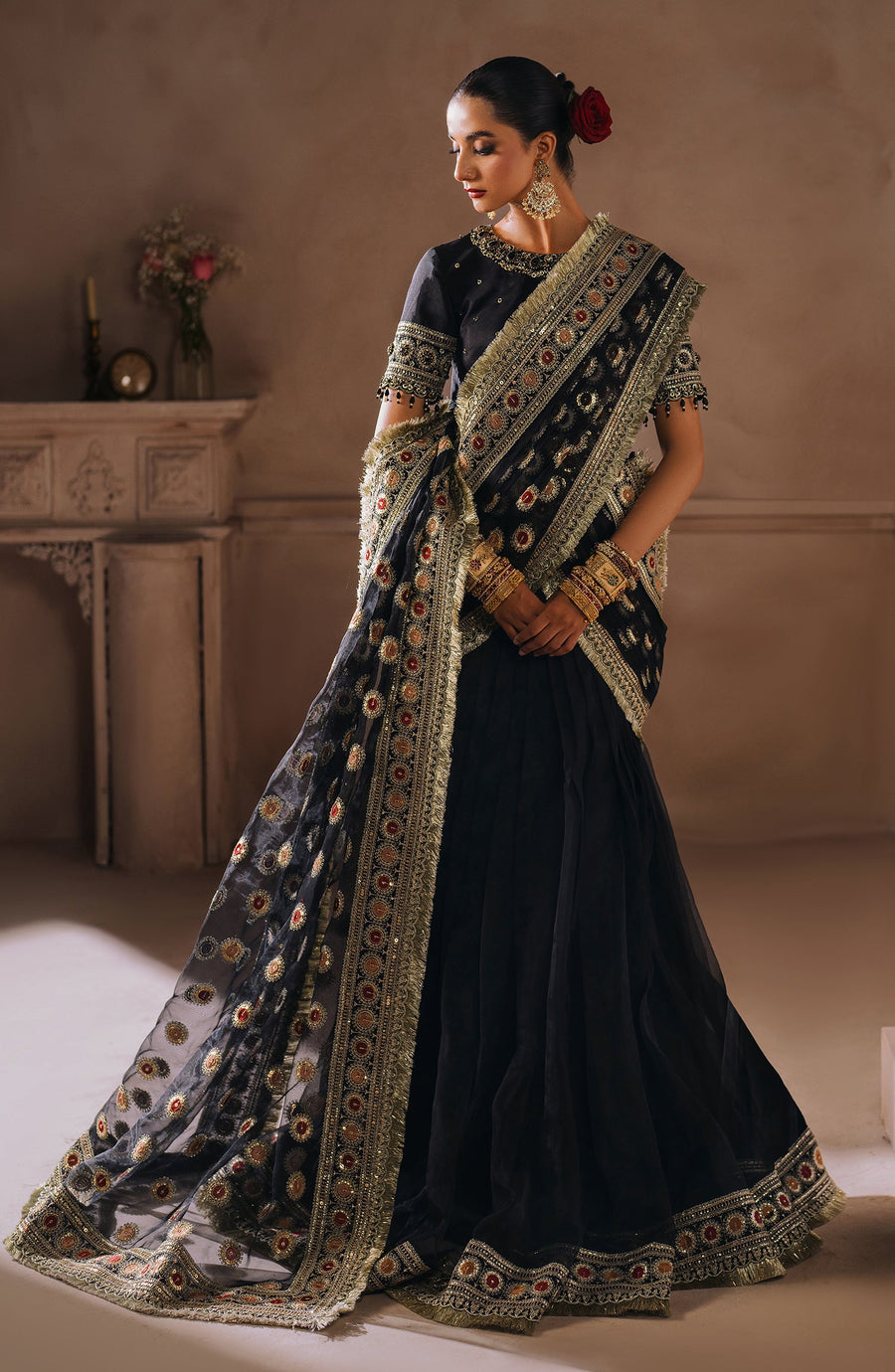 Mallika Jaan by Zevk Unstitched Embroidered Tusel Silk Saree - SAL JAAN