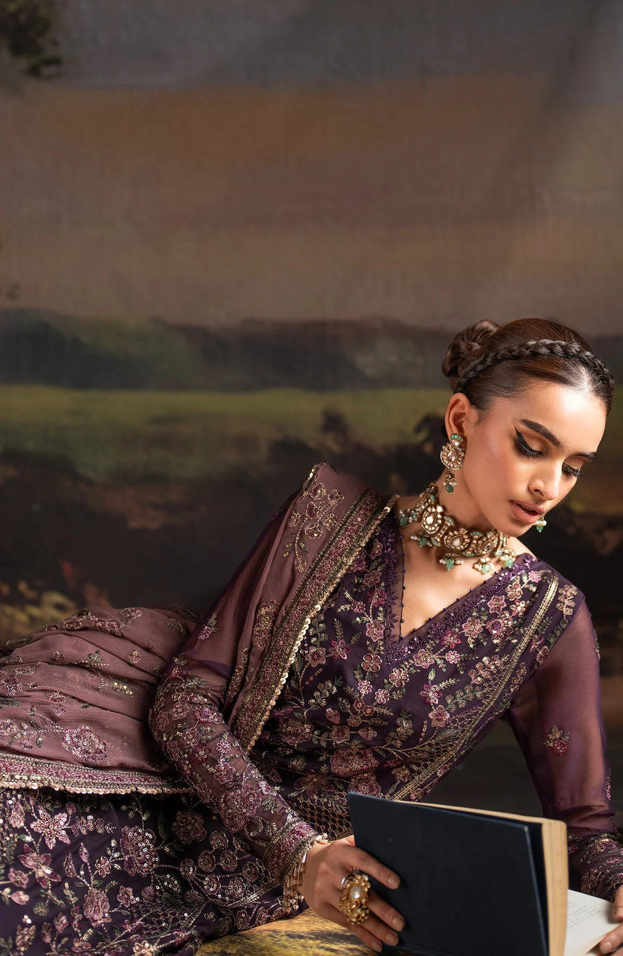 Rouge by Zarif Embroidered Chiffon Unstitched 3Pc Suit ZRW-08 HANNAH