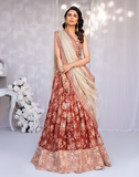 Hemstitch Afsana Embroidered Chiffon Lehanga Choli - Rose Blush