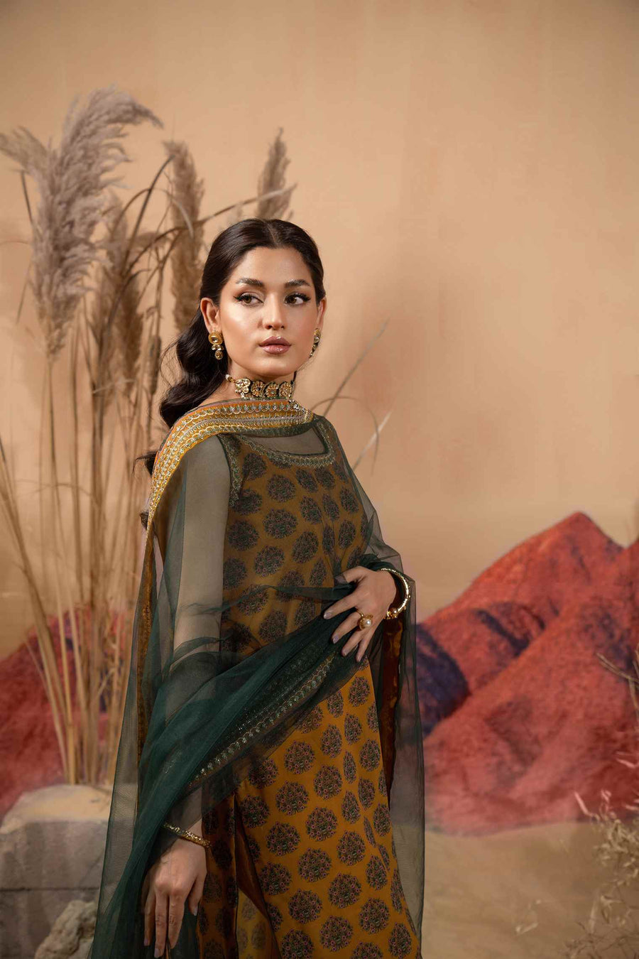 Hemstitch Afsana Vol-02 Embroidered Georgette Chiffon Stitched 3Pc Suit - SOFIANA