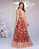 Hemstitch Afsana Embroidered Chiffon Lehanga Choli - Rose Blush