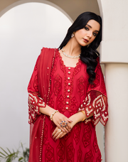 HemStitch Arzu Embroidered Luxury Lawn Unstitched 3Pc Suit HA-04 Rose