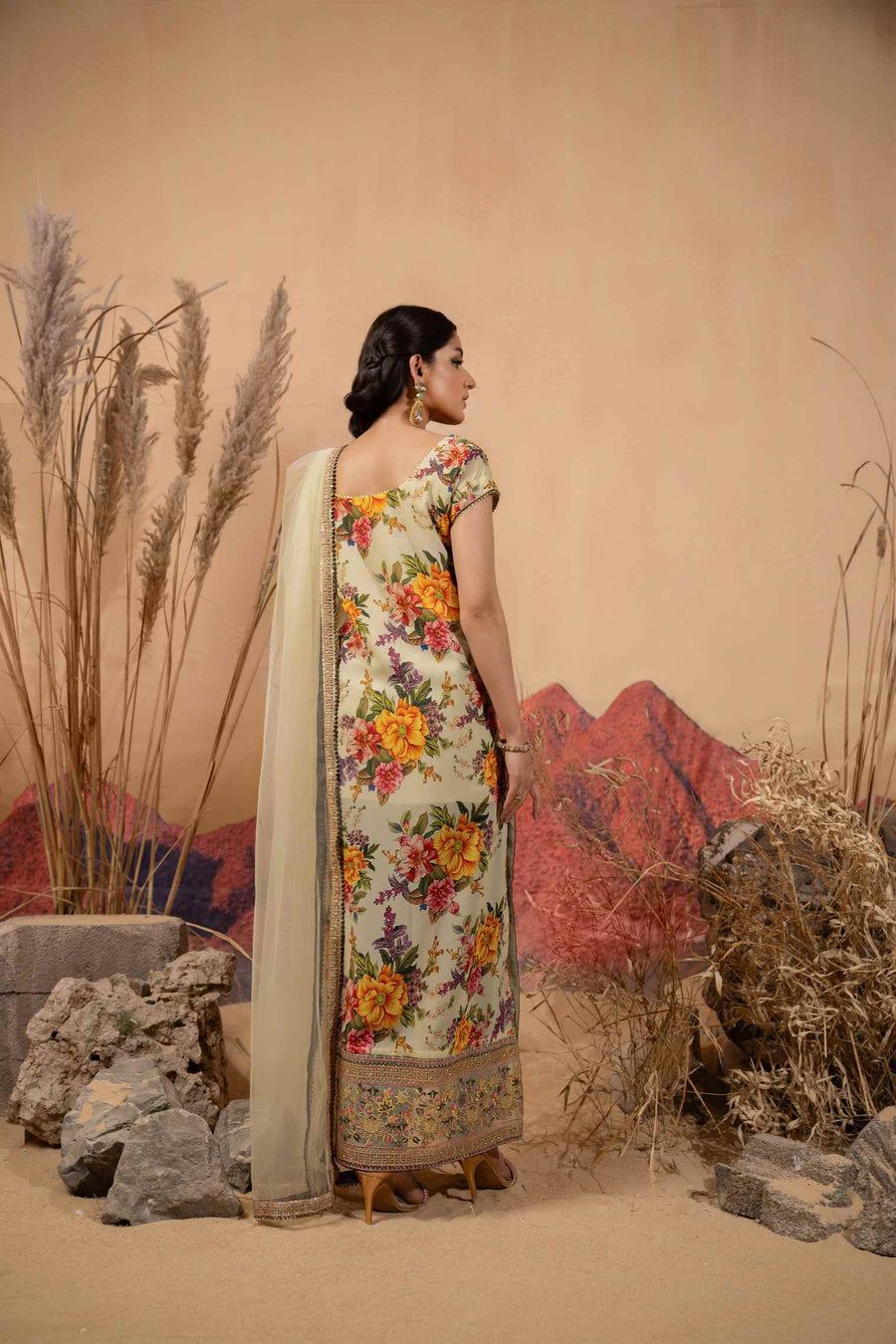 Hemstitch Afsana Vol-02 Embroidered Georgette Chiffon Stitched 3Pc Suit - FIORA