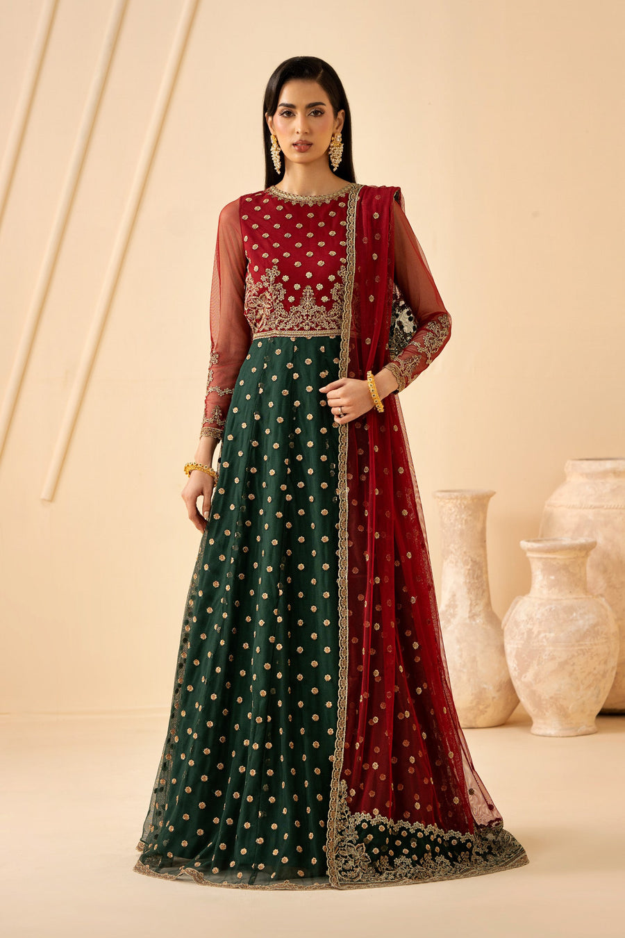 Zarif Riwayat Embroidered Luxury Net Unstitched 3Pc Suit - ELIKA
