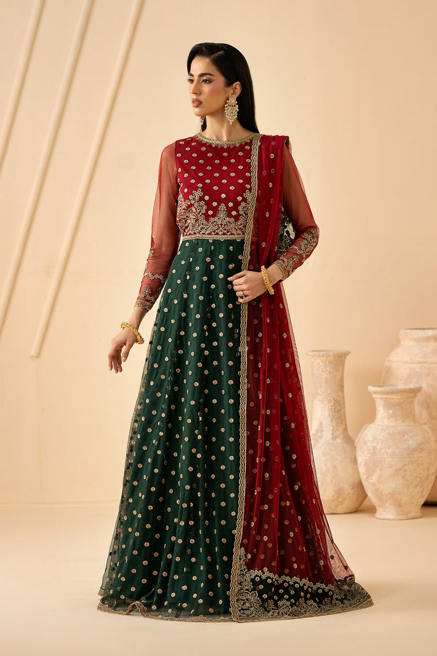 Zarif Riwayat Embroidered Luxury Net Unstitched 3Pc Suit - ELIKA