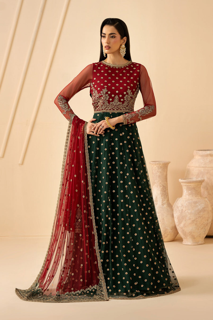 Zarif Riwayat Embroidered Luxury Net Unstitched 3Pc Suit - ELIKA