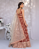 Hemstitch Afsana Embroidered Chiffon Lehanga Choli - Rose Blush