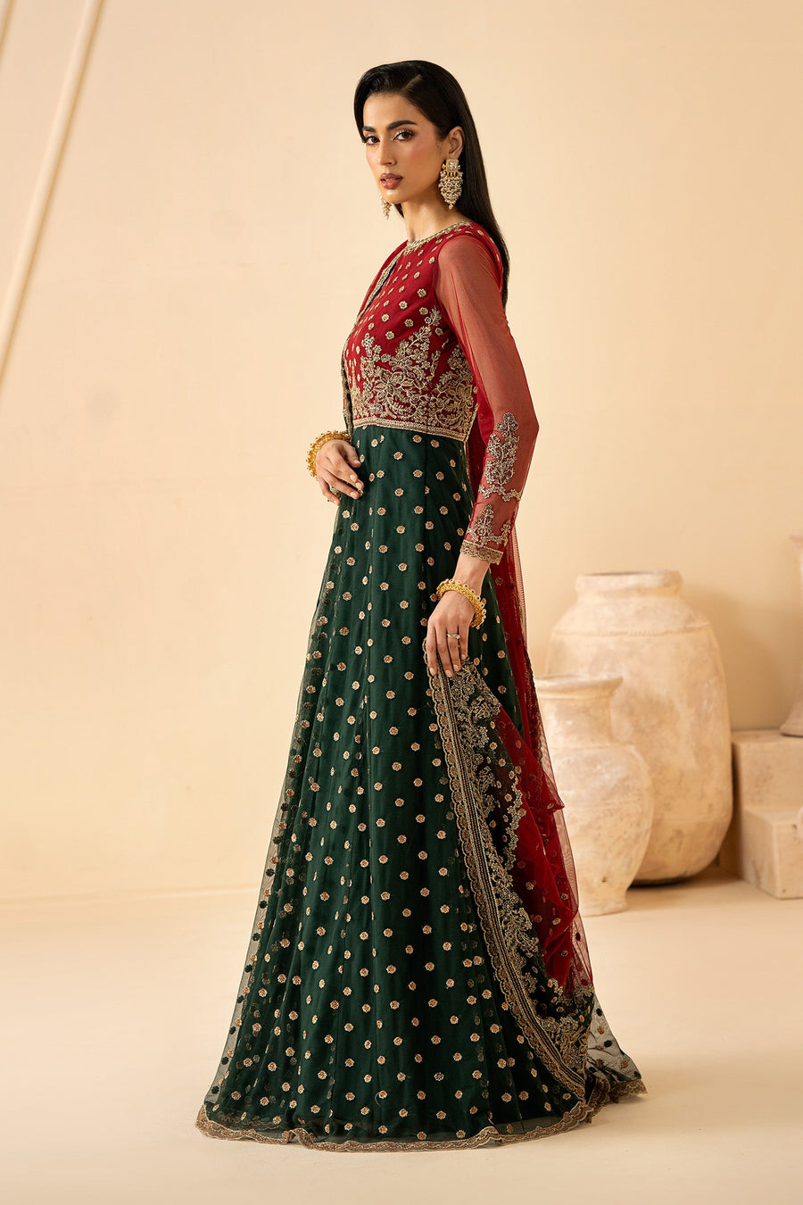 Zarif Riwayat Embroidered Luxury Net Unstitched 3Pc Suit - ELIKA