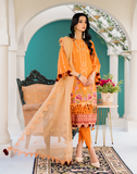 HemStitch Arzu Embroidered Luxury Lawn Unstitched 3Pc Suit HA-01 Marigold