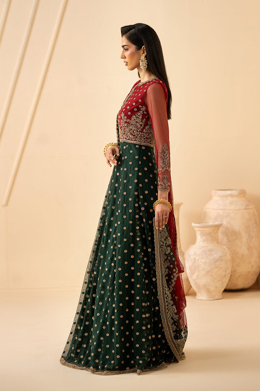 Zarif Riwayat Embroidered Luxury Net Unstitched 3Pc Suit - ELIKA