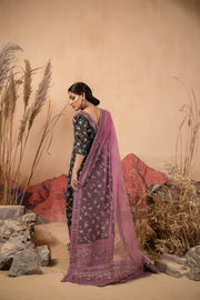 Hemstitch Afsana Vol-02 Embroidered Georgette Chiffon Stitched 3Pc Suit - SAIBA