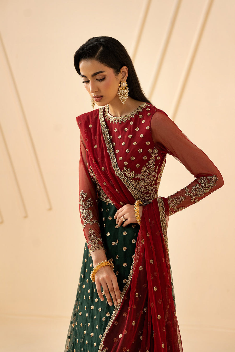 Zarif Riwayat Embroidered Luxury Net Unstitched 3Pc Suit - ELIKA