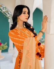 HemStitch Arzu Embroidered Luxury Lawn Unstitched 3Pc Suit HA-01 Marigold