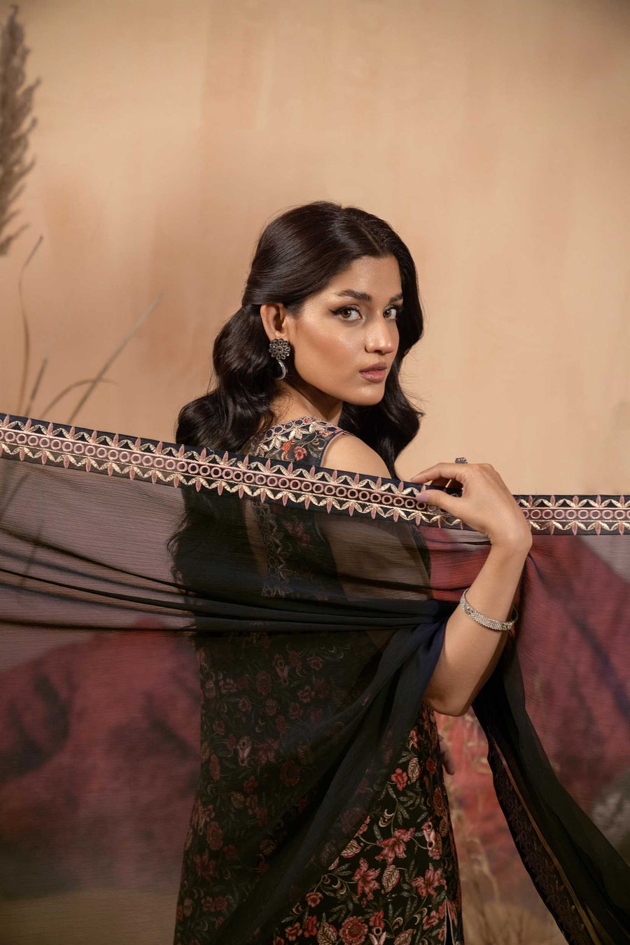 Hemstitch Afsana Vol-02 Embroidered Georgette Chiffon Stitched 3Pc Suit - ZAURA