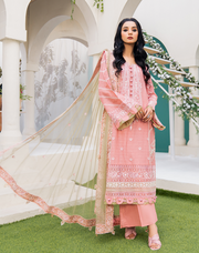 HemStitch Arzu Embroidered Luxury Lawn Unstitched 3Pc Suit HA-02 Lotus
