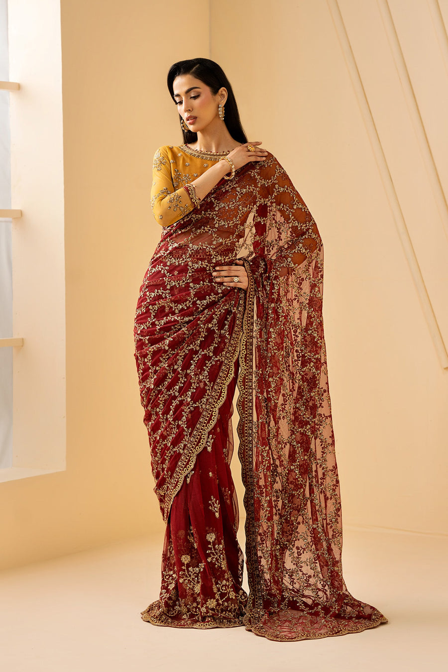 Zarif Riwayat Embroidered Luxury Net Unstitched 3Pc Suit - ASTRA