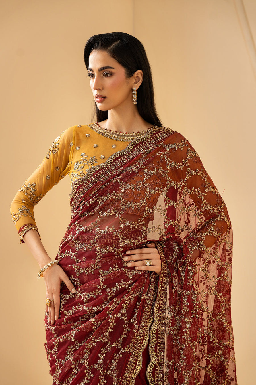 Zarif Riwayat Embroidered Luxury Net Unstitched 3Pc Suit - ASTRA