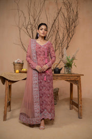 Hemstitch Afsana Vol-02 Embroidered Georgette Chiffon Stitched 3Pc Suit - EYANA