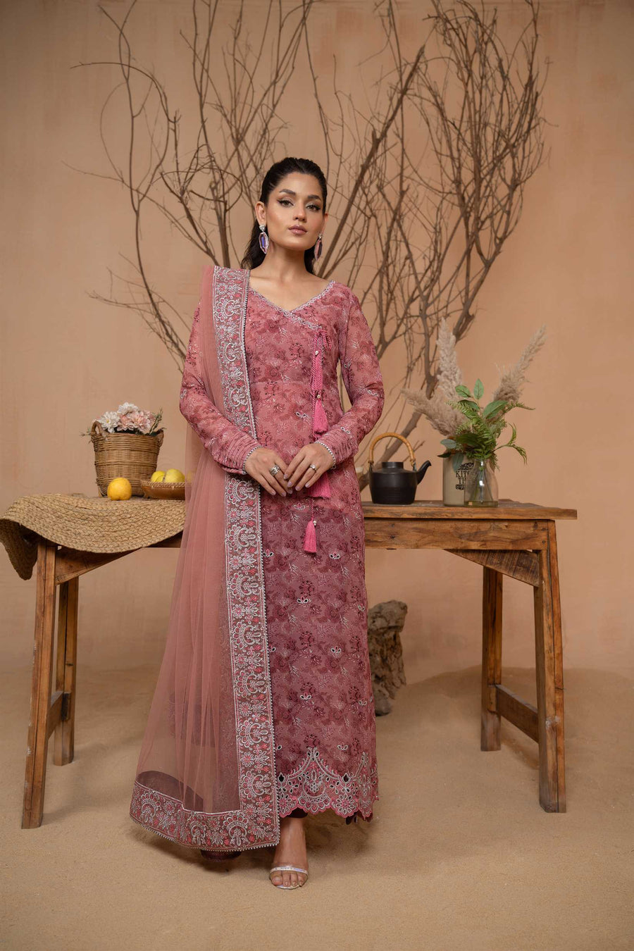 Hemstitch Afsana Vol-02 Embroidered Georgette Chiffon Stitched 3Pc Suit - EYANA
