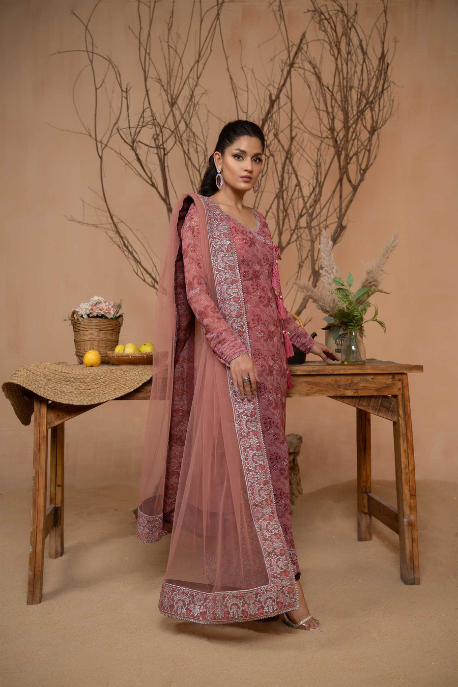 Hemstitch Afsana Vol-02 Embroidered Georgette Chiffon Stitched 3Pc Suit - EYANA