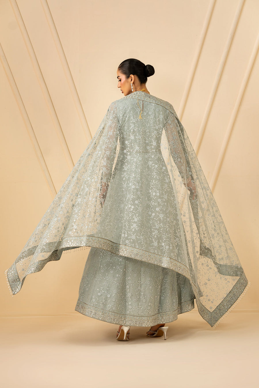 Zarif Riwayat Embroidered Luxury Net Unstitched 3Pc Suit - MINTARA