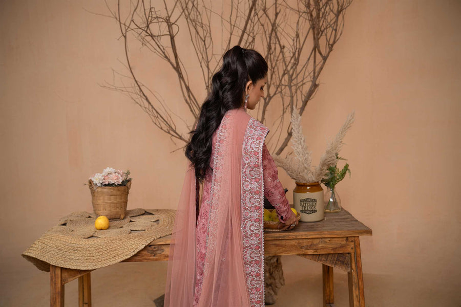 Hemstitch Afsana Vol-02 Embroidered Georgette Chiffon Stitched 3Pc Suit - EYANA