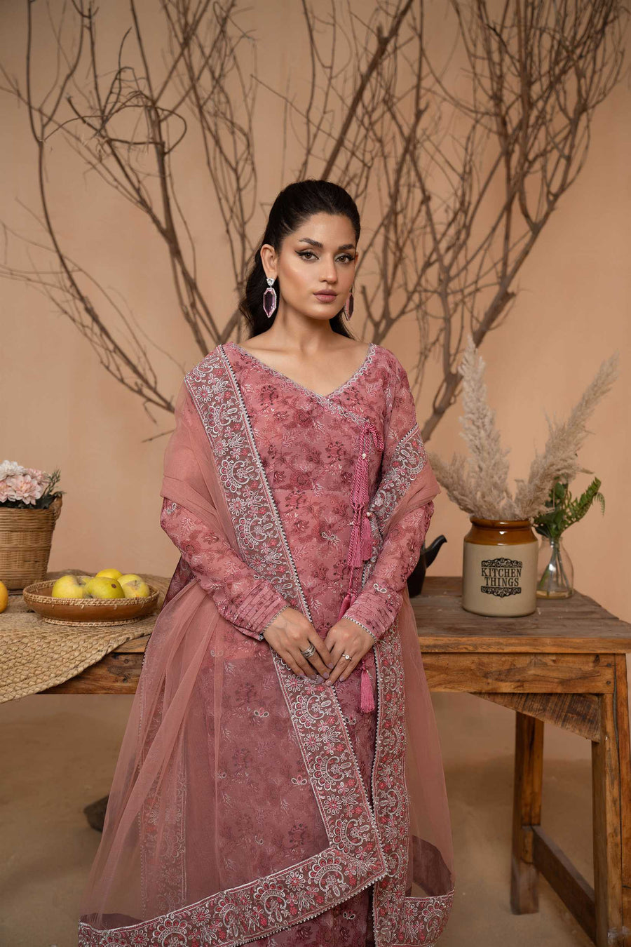 Hemstitch Afsana Vol-02 Embroidered Georgette Chiffon Stitched 3Pc Suit - EYANA