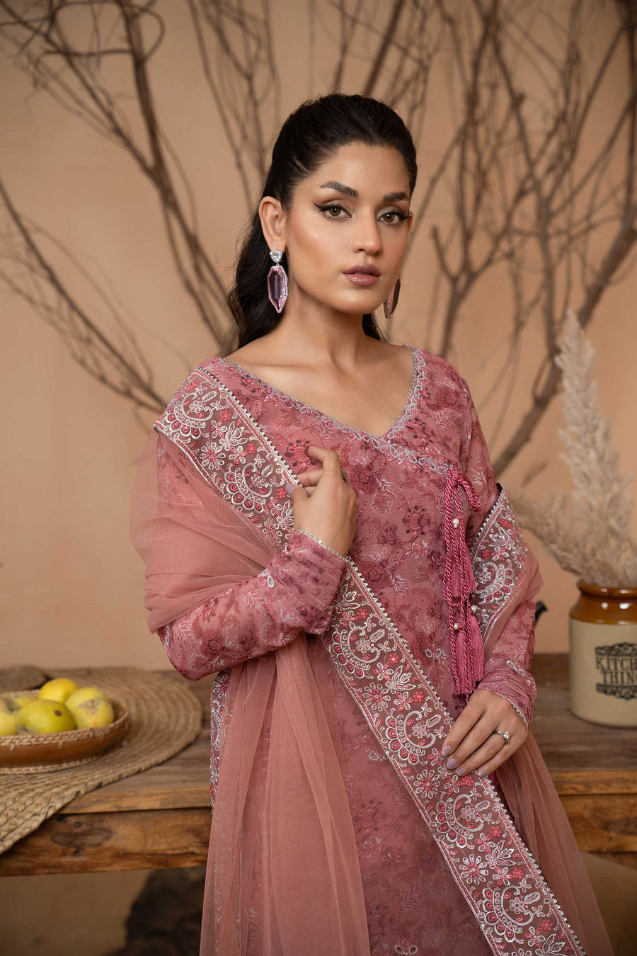 Hemstitch Afsana Vol-02 Embroidered Georgette Chiffon Stitched 3Pc Suit - EYANA
