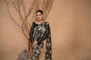 Hemstitch Afsana Vol-02 Embroidered Georgette Chiffon Stitched Saree - AMELIA