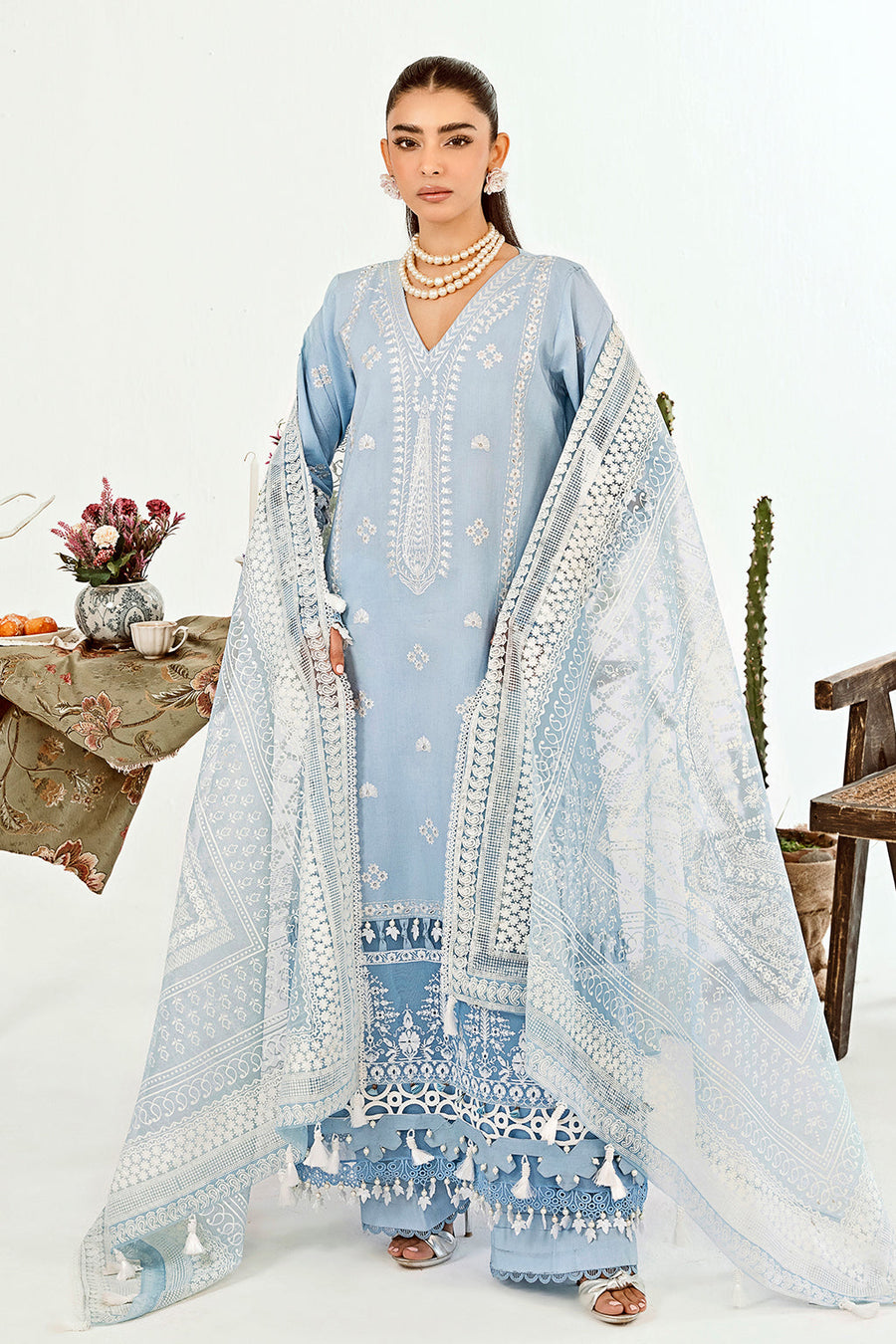 Neeshay Zoella Embroidered Luxury Lawn Unstitched 3Pc Suit - Isla