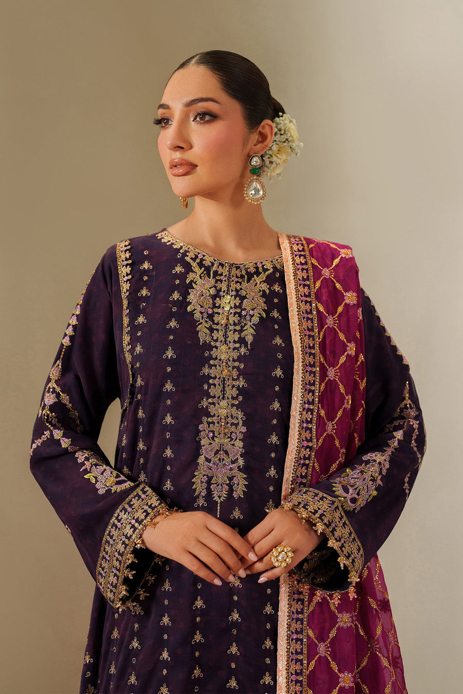 Alizeh Fashion Fleur Embroidered Chiffon Unstitched 3Pc Suit AF-CH-2196-Reya