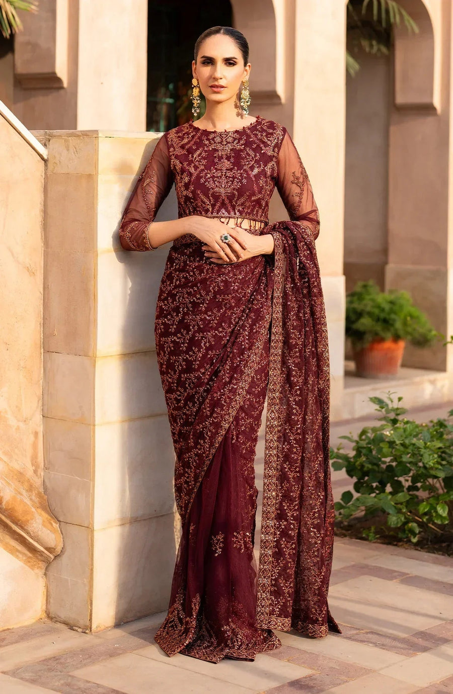 Zarif Sahiba Sequins Embroidered Net Unstitched 3Pc Suit UNST-SBA-01 ELIF