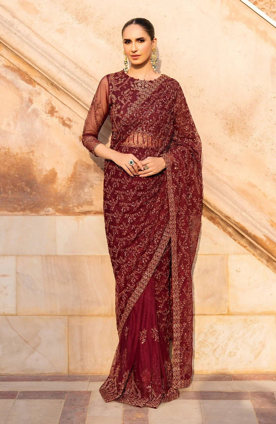 Zarif Sahiba Sequins Embroidered Net Unstitched 3Pc Suit UNST-SBA-01 ELIF