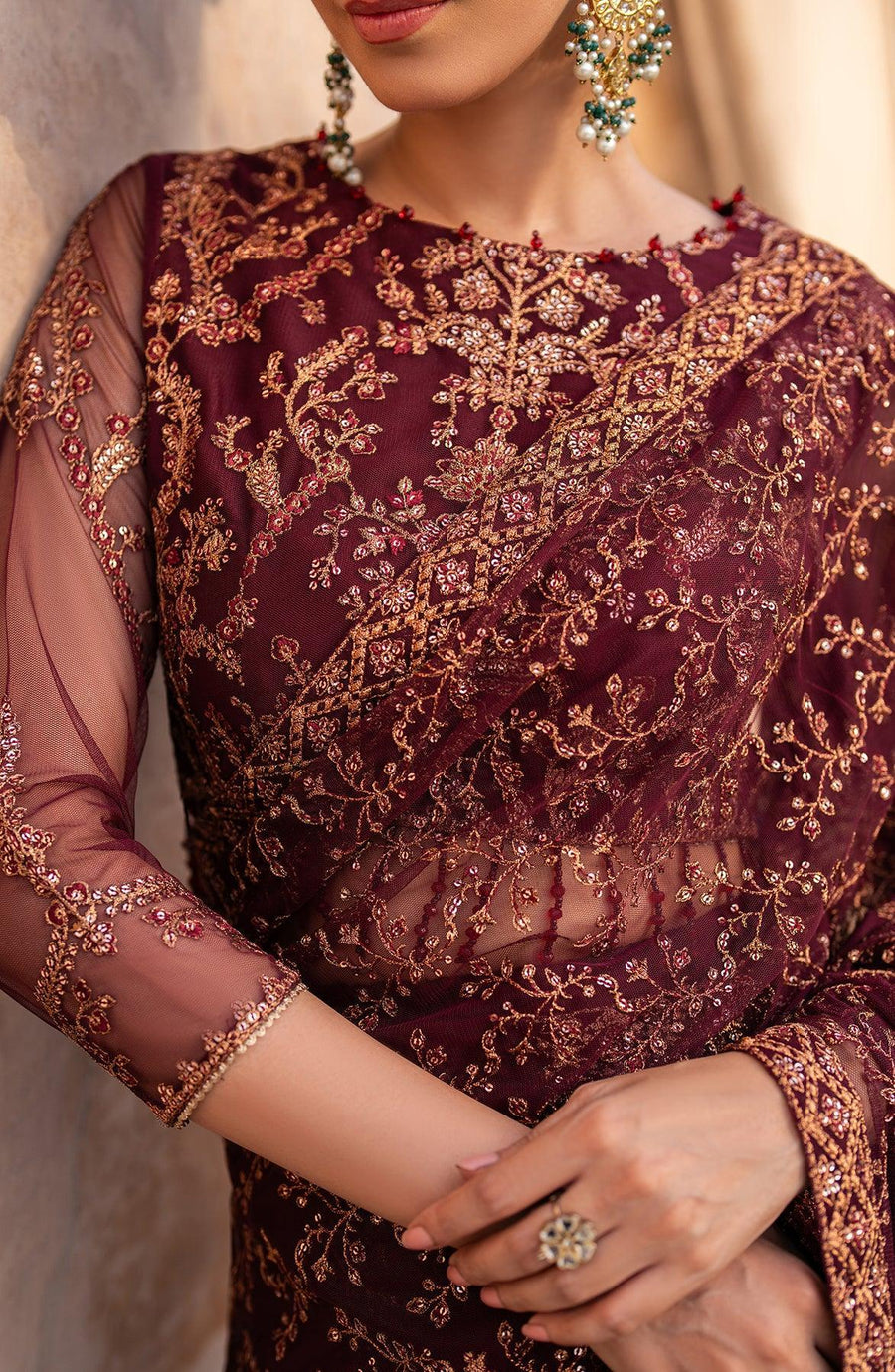 Zarif Sahiba Sequins Embroidered Net Unstitched 3Pc Suit UNST-SBA-01 ELIF