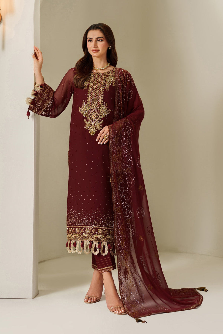 Alizeh Reena Embroidered Chiffon Unstitched 3Pc Suit AF-HM-4047-Kavya
