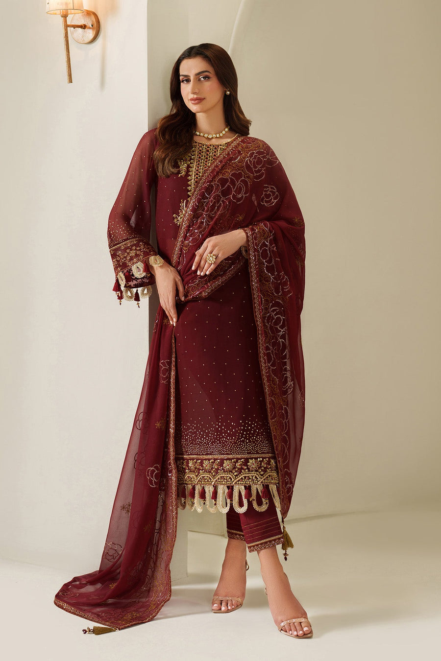 Alizeh Reena Embroidered Chiffon Unstitched 3Pc Suit AF-HM-4047-Kavya