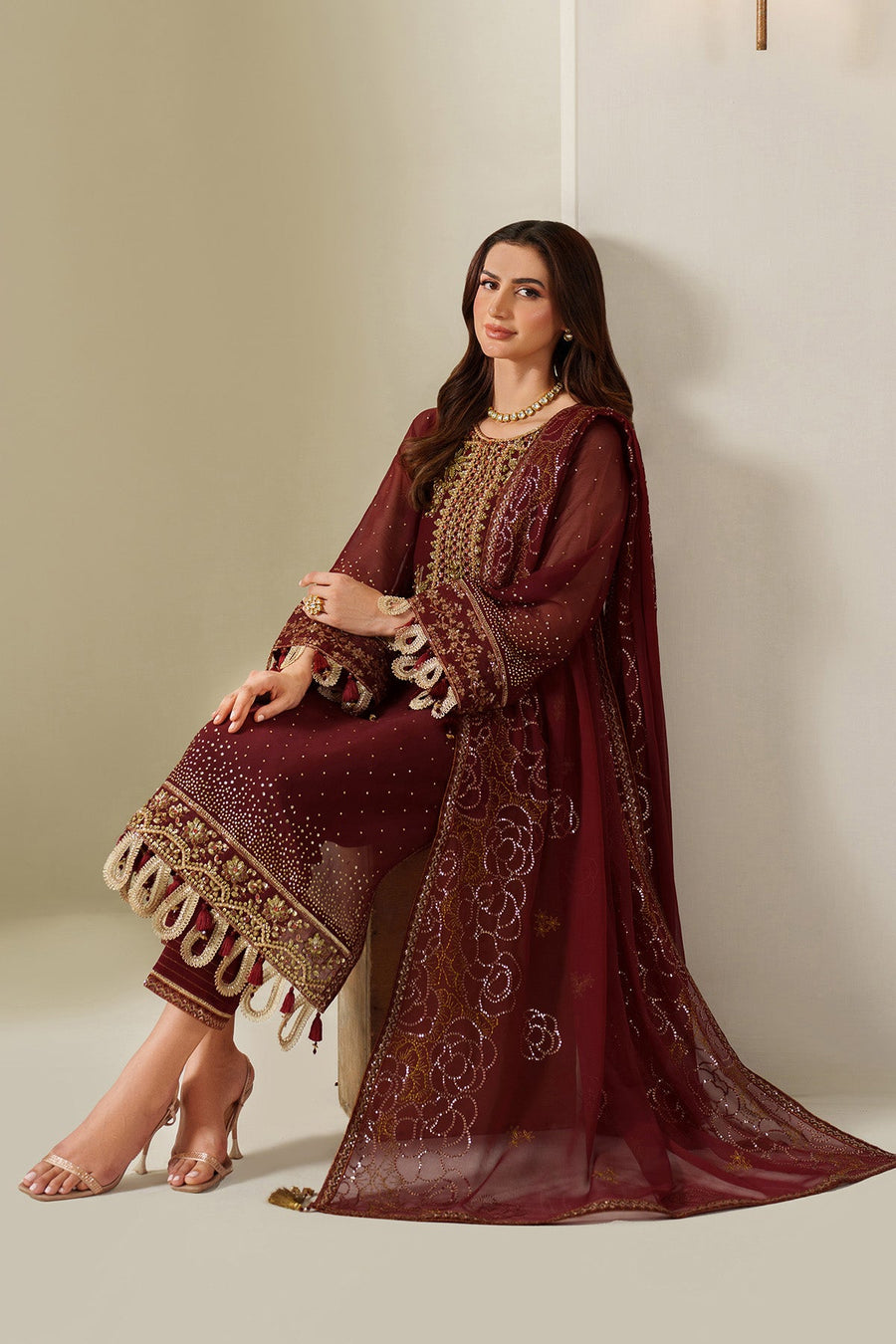 Alizeh Reena Embroidered Chiffon Unstitched 3Pc Suit AF-HM-4047-Kavya