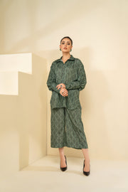 Hemstitch Printed Pret Grip Fabric 2 Piece Suit PPS-008 Emerald