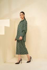 Hemstitch Printed Pret Grip Fabric 2 Piece Suit PPS-008 Emerald